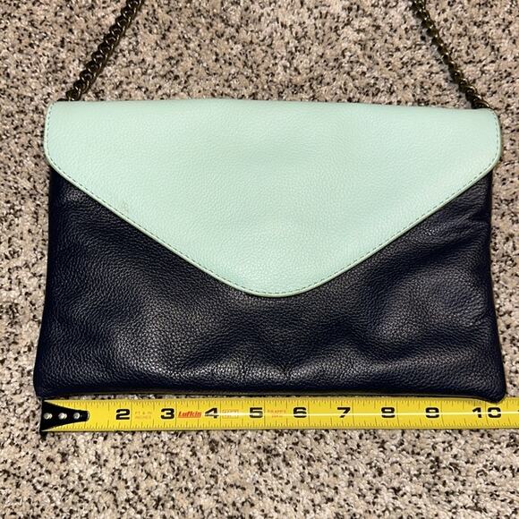 J CREW Envelope Clutch in Crossbody Purse Navy & Light Blue - Picture 5 of 8